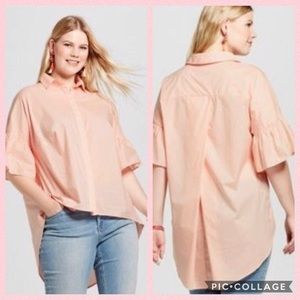 Ava Viv Just Peachy ruffle button-down blouse